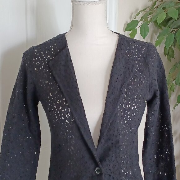 LIKE NEW! Volcom "Frochickie" Black Open Lace Jacket Size XS - Picture 5 of 10